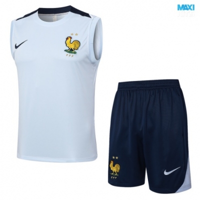 Camiseta futbol Entrenamiento Sin Mangas Francia + Pantalón Corto 2024/25 azul claro