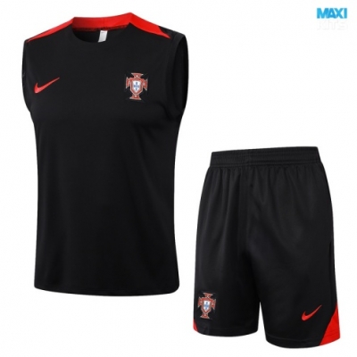 Camiseta futbol Entrenamiento Sin Mangas Portugal + Pantalón Corto 2024/25 negro