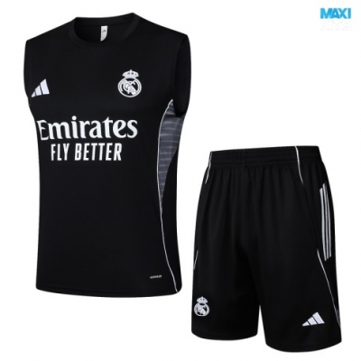 Camiseta futbol Entrenamiento Sin Mangas Real Madrid + Pantalón Corto 2025/26 negro/Blanco