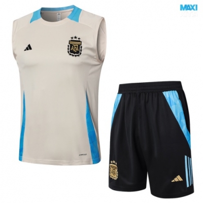 Camiseta futbol Entrenamiento Sin Mangas Argentina + Pantalón Corto 2024/25 de color crema