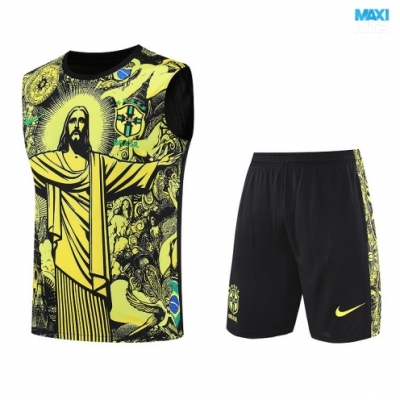 Camiseta futbol Entrenamiento Sin Mangas Brasil + Pantalón Corto 2025/26 amarillo/negro