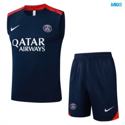Camiseta futbol Entrenamiento Sin Mangas PSG + Pantalón Corto 2025/26 Azul marino/rojo
