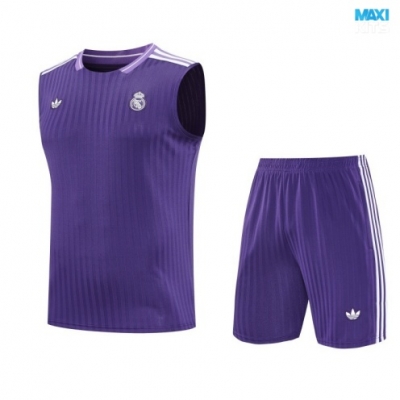 Camiseta futbol Entrenamiento Sin Mangas Real Madrid + Pantalón Corto 2025/26 Violeta/Blanco