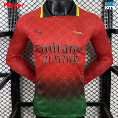 Camiseta futbol Versión Player AC Milan marca compartida Manga Larga Rojo 2025/26