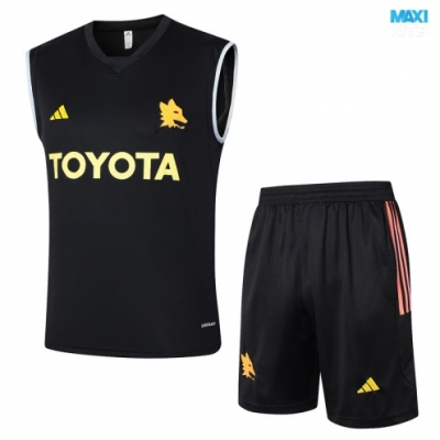 Camiseta futbol Entrenamiento Sin Mangas AS Roma + Pantalón Corto 2024/25 negro