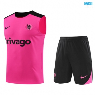 Camiseta futbol Entrenamiento Sin Mangas Chelsea + Pantalón Corto 2024/25 rosa