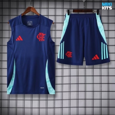 Camiseta futbol Entrenamiento Sin Mangas Flamengo Niño + Pantalón Corto 2025/26 Azul marino/verde
