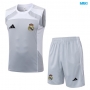 Camiseta futbol Entrenamiento Sin Mangas Real Madrid + Pantalón Corto 2025/26 Gris/Blanco