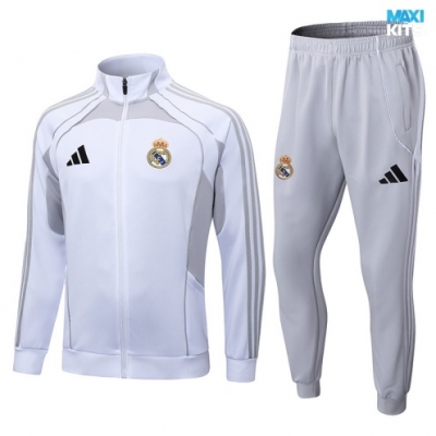 Chaqueta Chandal Real Madrid 2025/26 Blanco/Gris