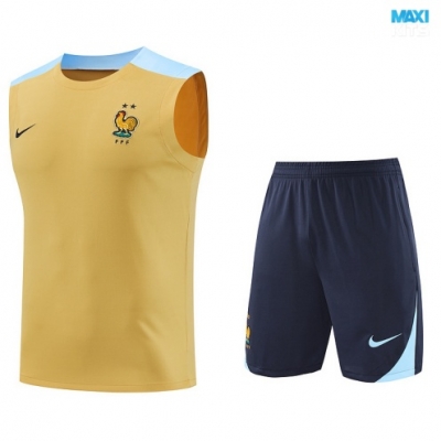 Camiseta futbol Entrenamiento Sin Mangas Francia + Pantalón Corto 2024/25 amarillo