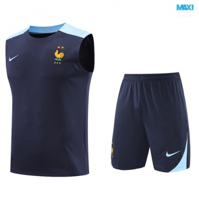 Camiseta futbol Entrenamiento Sin Mangas Francia + Pantalón Corto 2024/25 azul