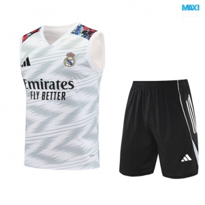 Camiseta futbol Entrenamiento Sin Mangas Real Madrid + Pantalón Corto 2025/26 Blanco/negro