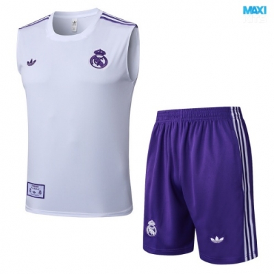 Camiseta futbol Entrenamiento Sin Mangas Real Madrid + Pantalón Corto 2025/26 Blanco/Violeta