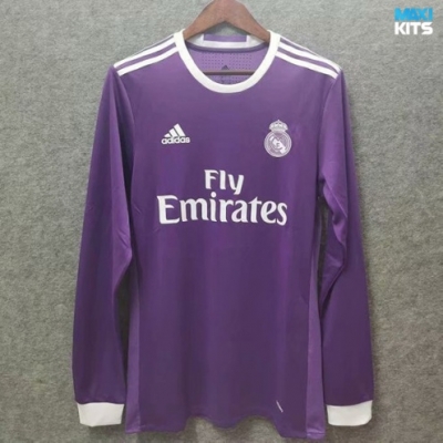 Camiseta futbol Retro Real Madrid Segunda Manga Larga 2016-17