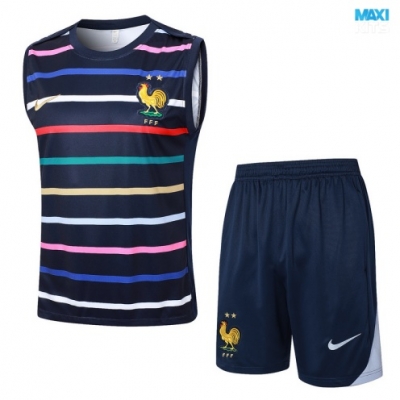 Camiseta futbol Entrenamiento Sin Mangas Francia + Pantalón Corto 2024/25 Azul marino