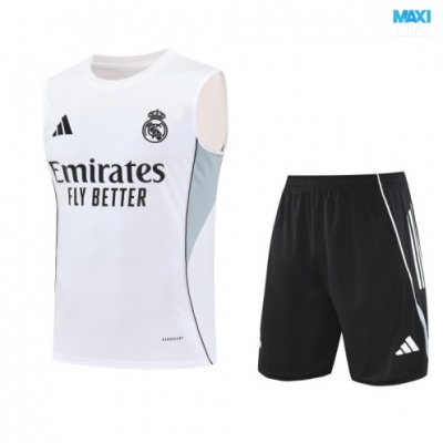 Camiseta futbol Entrenamiento Sin Mangas Real Madrid + Pantalón Corto 2025/26 Blanco/verde