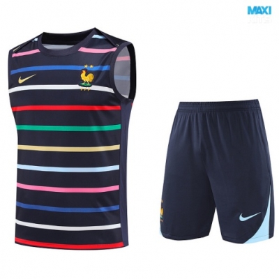 Camiseta futbol Entrenamiento Sin Mangas Francia + Pantalón Corto 2024/25 azul