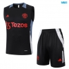 Camiseta futbol Entrenamiento Sin Mangas Manchester United + Pantalón Corto 2024/25 negro