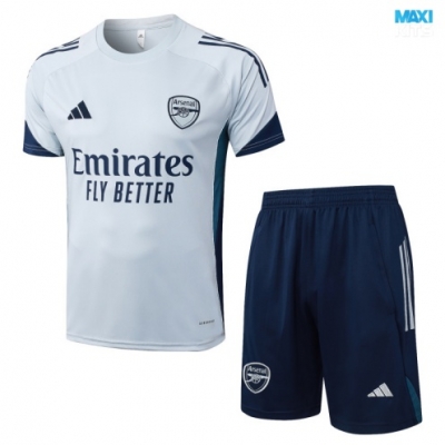 Camiseta futbol Arsenal + Pantalón Corto 2025/26 Gris Clair/Azul marino