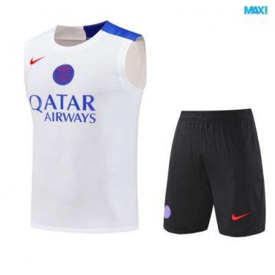 Camiseta futbol Entrenamiento Sin Mangas Paris PSG + Pantalón Corto 2025/26 Blanco/negro/Azul