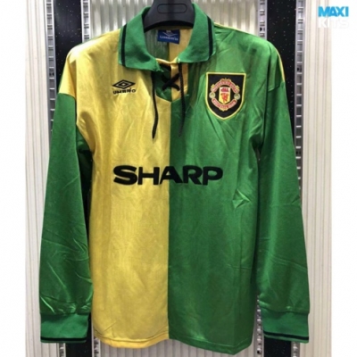 Camiseta futbol Retro Manchester United Manga Larga Amarillo/Verde 1992-94