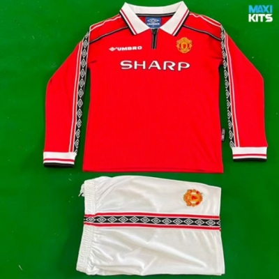 Camiseta futbol Retro Manchester United Niño Primera Manga Larga 98-99
