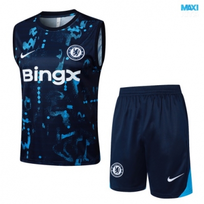 Camiseta futbol Entrenamiento Sin Mangas Chelsea + Pantalón Corto 2024/25 azul real
