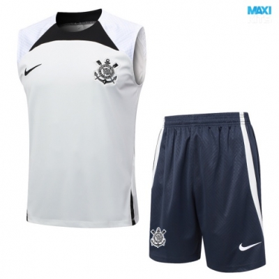Camiseta futbol Entrenamiento Sin Mangas Corinthians + Pantalón Corto 2024/25 gris claro