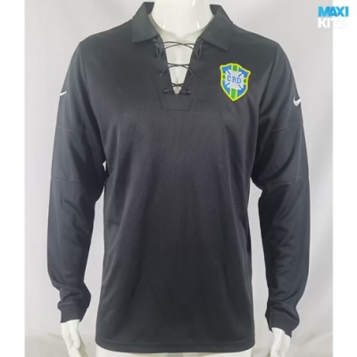 Camiseta futbol Retro Brasil Manga Larga Negro 2004