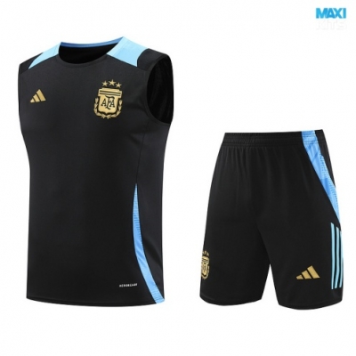 Camiseta futbol Entrenamiento Sin Mangas Argentina + Pantalón Corto 2024/25 negro