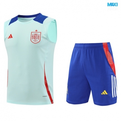 Camiseta futbol Entrenamiento Sin Mangas España + Pantalón Corto 2024/25 azul claro