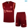 Camiseta futbol Entrenamiento Sin Mangas Manchester United + Pantalón Corto 2024/25 rojo granate