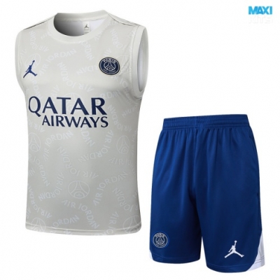 Camiseta futbol Entrenamiento Sin Mangas PSG + Pantalón Corto 2025/26 Gris/Azul/Blanco