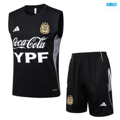 Camiseta futbol Entrenamiento Sin Mangas Argentina + Pantalón Corto 2025/26 negro/Gris