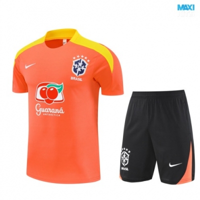 Camiseta futbol Brasil Niño + Pantalón Corto 2025/26 Naranja/negro/amarillo