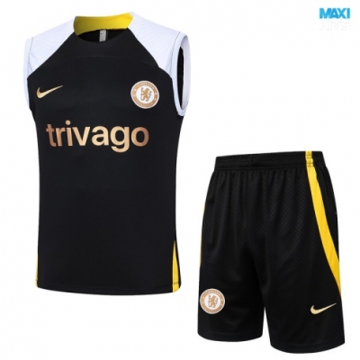 Camiseta futbol Entrenamiento Sin Mangas Chelsea + Pantalón Corto 2024/25 negro