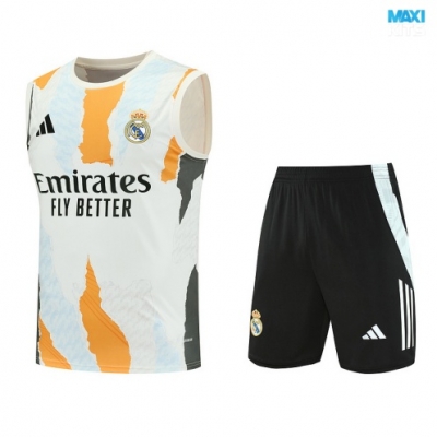 Camiseta futbol Entrenamiento Sin Mangas Real Madrid + Pantalón Corto 2025/26 Blanco/negro/Azul claro