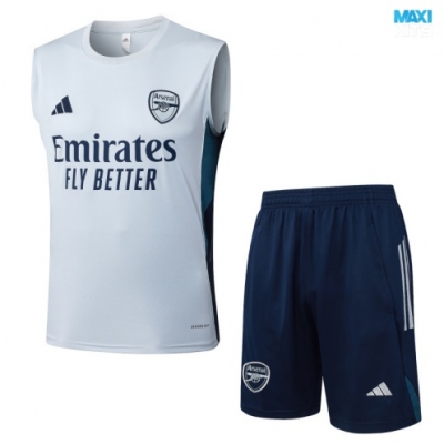 Camiseta futbol Entrenamiento Sin Mangas Arsenal + Pantalón Corto 2025/26 Gris Clair/Azul marino