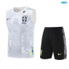 Camiseta futbol Entrenamiento Sin Mangas Brasil Niño + Pantalón Corto 2025/26 Blanco/negro