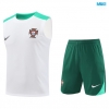 Camiseta futbol Entrenamiento Sin Mangas Portugal + Pantalón Corto 2024/25 Blanco