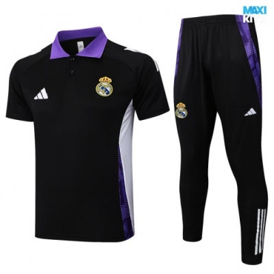 Camiseta futbol Polo Real Madrid 2025/26 negro/Violeta/Blanco