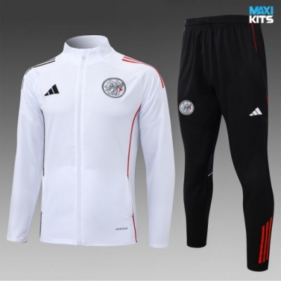 Chaqueta Chandal Ajax Niño 2025/26 Blanco/negro/rojo