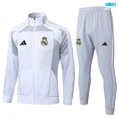 Chaqueta Chandal Real Madrid Niño 2025/26 Blanco/Gris