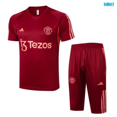 Camiseta futbol Manchester United + Pantalón Corto 2024/25 rojo granate