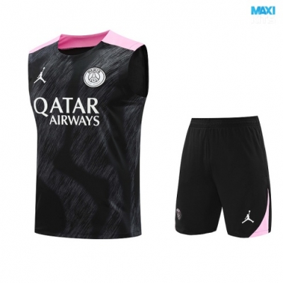 Camiseta futbol Entrenamiento Sin Mangas Paris PSG + Pantalón Corto 2024/25 negro