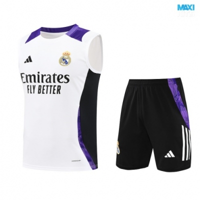 Camiseta futbol Entrenamiento Sin Mangas Real Madrid + Pantalón Corto 2024/25 Blanco