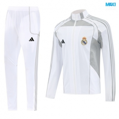 Chaqueta Cortavientos Real Madrid 2025/26 Blanco/Gris