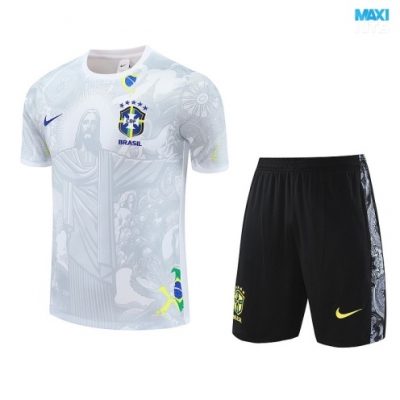 Camiseta futbol Brasil Niño + Pantalón Corto 2025/26 Blanco/negro