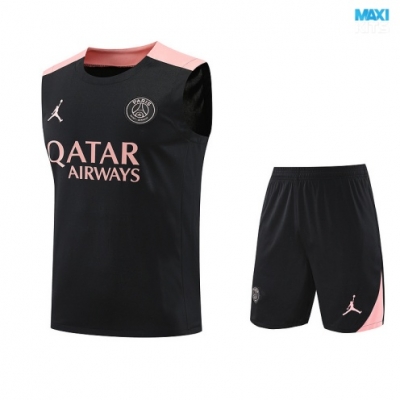 Camiseta futbol Entrenamiento Sin Mangas PSG + Pantalón Corto 2025/26 negro/Rosa