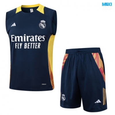 Camiseta futbol Entrenamiento Sin Mangas Real Madrid + Pantalón Corto 2024/25 Azul marino